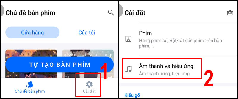 Chọn &Acirc;m thanh v&agrave; hiệu ứng sau khi mở C&agrave;i đặt Laban Key